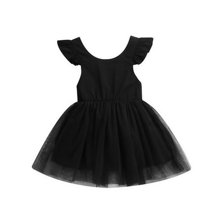 

XIEULQP Baby Girl Clothes Summer Cool Girls Dress Baby Dress Girls Solid Color Flying Sleeve Dress Multi Color Option Summer Dress Black