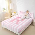 thumbnail image 3 of Manfei Pink Line Geometric Pattern Bed Sheets,Personalized Monogrammed R Full Size Sheets,4-Piece,1 Flat Sheet,1 Fitted Sheet and 2 Pillowcases, 3 of 6