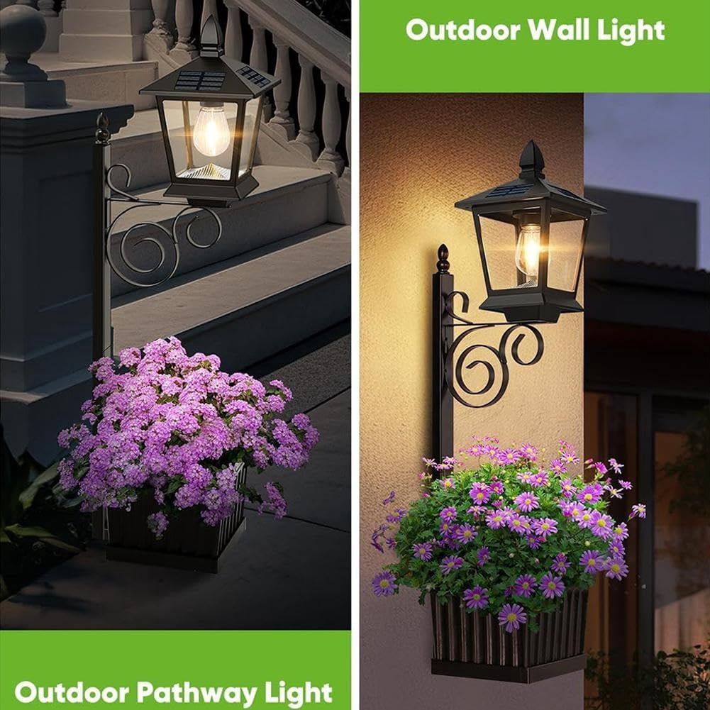 Solar Planter Post Light 2-in-1 Outdoor Wall or Floor Mount Lamp
