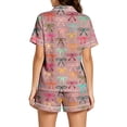 thumbnail image 3 of HAYIMI Bowknot Printed Pajama Sets For Women 2 Piece Lapel Short Sleeve Button Shirt With Matching Shorts Comfort Sleepwear Home Nightwear Loungewear, 3 of 5