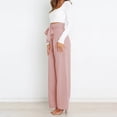 thumbnail image 4 of Pantalones de tela para mujer, pantalones palazzo de cintura alta, pantalones casuales anchos, pantalones de traje, pantalones elegantes tipo paperbag, 4 of 7