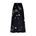 thumbnail image 4 of Viikei Women's Skirt with Elastic Waistband,Women's Printed Elastic Waistband Pleated Pocket Skirt With Mid Calf Skirt Black XL, 4 of 5