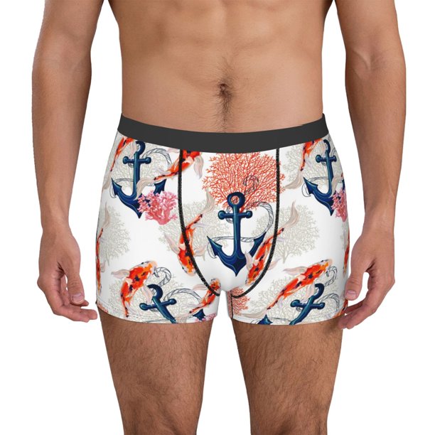Balery Koi Fish And Corals Calzoncillos bóxer para hombre, ropa interior de algodón suave y transpirable con cinturilla de nailon-Large