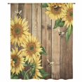 thumbnail image 2 of Sunflower Sheer Curtains 63 Inches Long, Farmhouse Floral Bee Brown Vintage Wood Grain Light Filering Curtains, Breathable Simi Curtain Privacy Drapes for Living Room Bedroom Window Treatment, 2 of 9