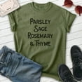 thumbnail image 2 of Parsley Sage Rosemary And Thyme Shirt, Unisex Women's Men's Shirt, Folk Music Shirt, Lyrics Shirt, 60s Tee, Heather Military Green, X-Large, 2 of 6