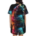 thumbnail image 3 of Picia Neon Spectrum Cat Portrait Pajamas Sets for Women Soft Short-Sleeved Pjs with Lounge Shorts Two Piece Sleepwear-X-Large, 3 of 9