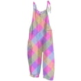 thumbnail image 5 of SELONE Wide Leg Jumpsuits for Women With Pockets Plus Size Adjustable Baggy Wide Leg Backless Trendy Sleeveless Summer Printed Long Sleeve Ladies Loose Long Rompers Jumpsuit Hot Pink S, 5 of 8