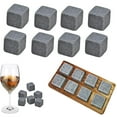 thumbnail image 3 of Waroomhouse Soapstone Whiskey Stones Whiskey Ice Cubes Whiskey Stones Gift Set with Wood Tray High-tech Polished Reusable Non-diluting Drink Stones Modern Whiskey, 3 of 8