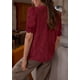 thumbnail image 2 of Blusa PRETTYGARDEN de encaje de manga corta para mujer, color rojo vino, 2 of 6