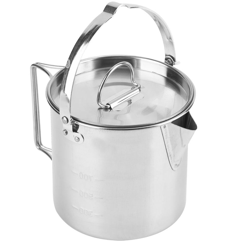Cergrey 1.2L Outdoors Portable Folding Stainless Steel Kettle Cookware Coffee Tea Picnic Camping