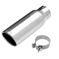 thumbnail image 1 of Dynomax Exhaust Tail Pipe Tip 36474 3 Inch Inlet; 4 Inch Outlet; Polished Stainless Steel; Round; Angled Cut; Single Wall; 12 Inch Length, 1 of 4