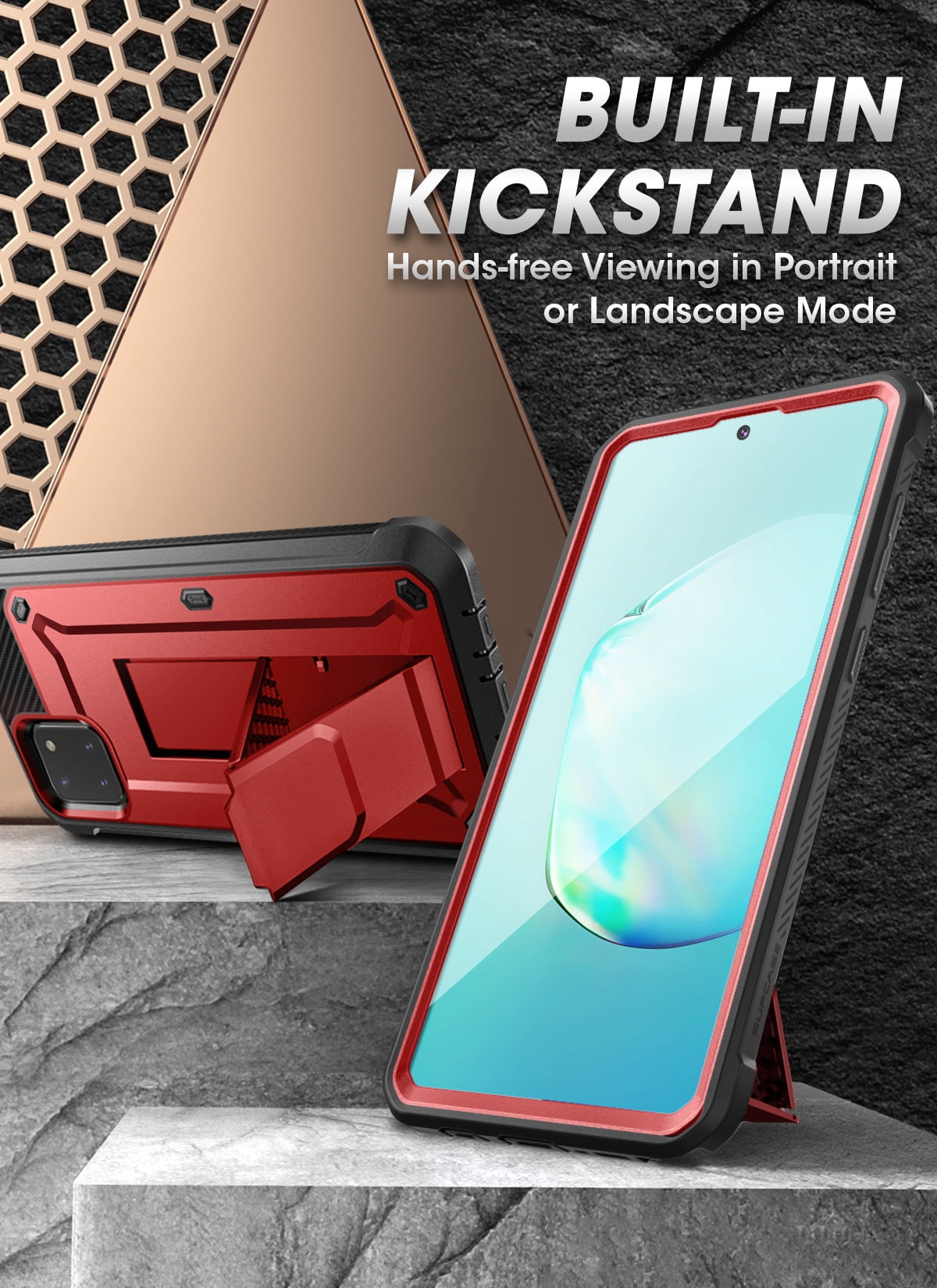 SUPCASE Unicorn Beetle PRO Series Phone Case for Samsung Galaxy Note 10 Lite, Full-Body Rugged Holster Case with Built-in Screen Protector for Samsung Galaxy Note 10 Lite 2020 (Metallic Red)