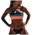 thumbnail image 1 of Gibobby Conjunto de Bikini para Mujer Bikini Traje de baño Push-up Stripes Set Mujeres Color Acolchado Baño Ropa de playa Sujetador Trajes de baño Tankin(Azul,G), 1 of 5