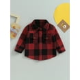 thumbnail image 2 of Bagilaanoe Toddler Baby Boy Flannel Shirts Jacket Plaid Long Sleeve Single-Breasted Shacket with Pockets 6M 12M 18M 24 3T Kids Fall Casual Outwear, 2 of 8