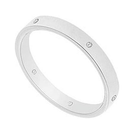 FineJewelryVault UBVNCF250W14D-120 2.5MM Flat Wedding Band with Diamonds : 14K White Gold - 0.05 CT TDW - Size: 7