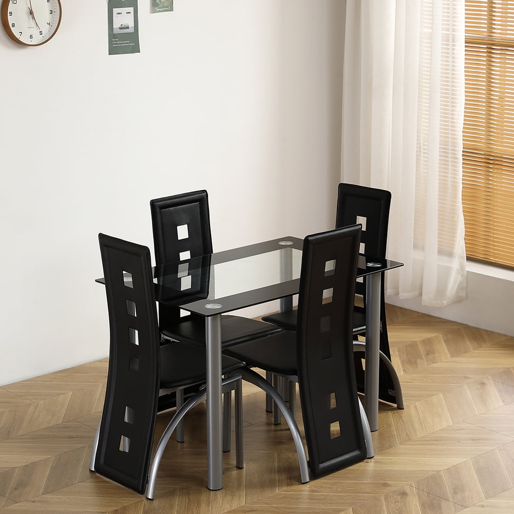 Kadyn 5 Pieces Dining Table Set for 4, including Table & 4 chairs, Dining Room Table Set for Kitchen Dining Room, Black Kadyn 5 Pieces Dining Table Set for 4, including Table & 4 chairs, Dining Room Table Set for Kitchen Dining Room, Black