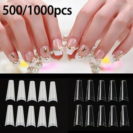 Uhuse 500 1000pcs Clear Natural Color Half French False Acrylic Nail Art Tips Uv Gel Walmart Canada