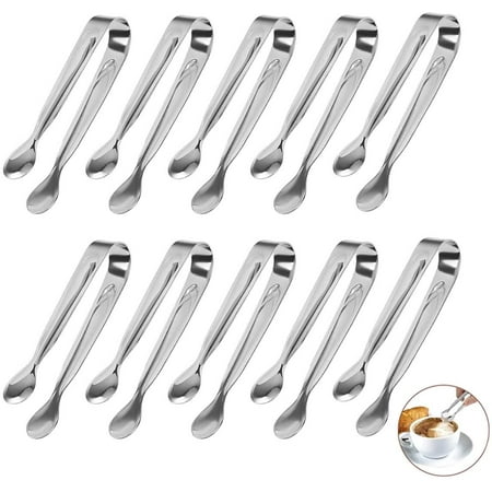 

10 Pieces Stainless Steel Sugar Tongs Set Ice Cube Tongs for Sweets Candy Salad Spaghetti Serving Tongs in Wedding Party