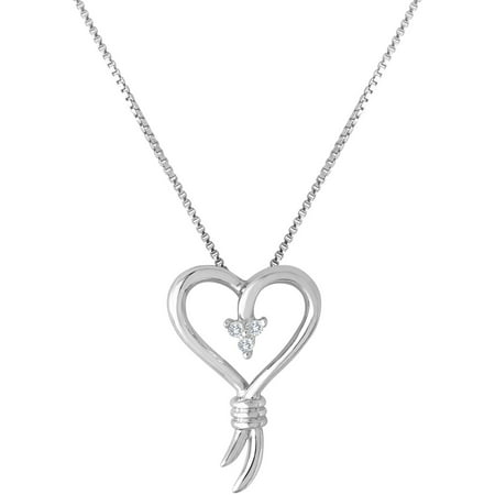 Knots of Love Sterling Silver Diamond Accent Heart Pendant, 18