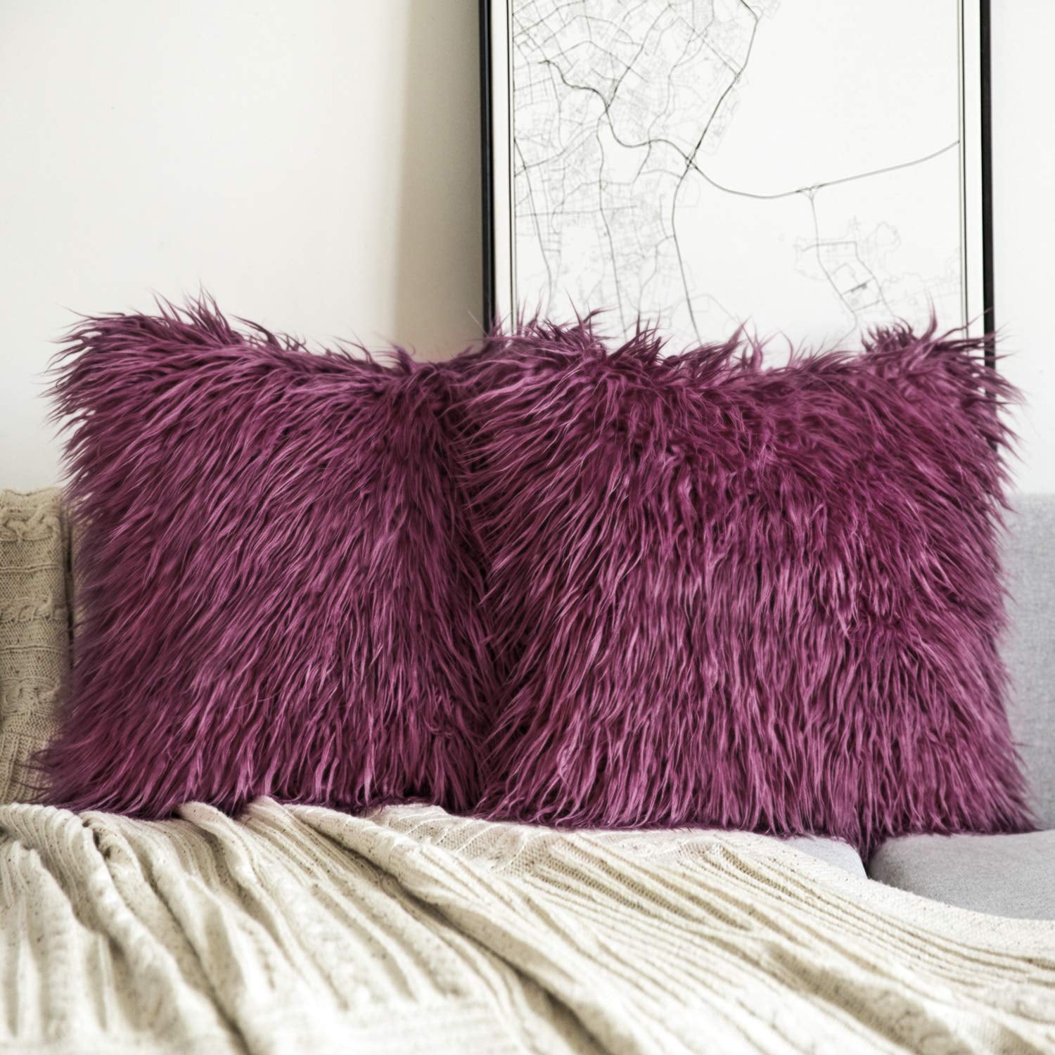 Phantoscope Merino Style Faux Fur Series Decorative Throw Pillow Cover
