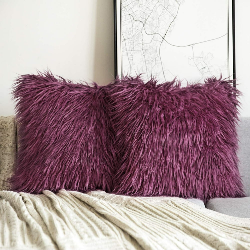 Phantoscope Merino Style Faux Fur Series Decorative Throw Pillow, 18" x