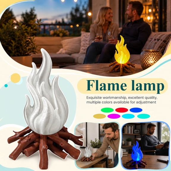 Atmosphere Simulation Flame Light, Decorative Campfire Night Light, Flickering LED Fire Effect for Indoor Outdoor Party Table Display