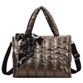 thumbnail image 1 of Bolso Bandolera Acolchado Algodón Bolso Con Asa Superior para Mujer Con Bufandas (Champagne), 1 of 9