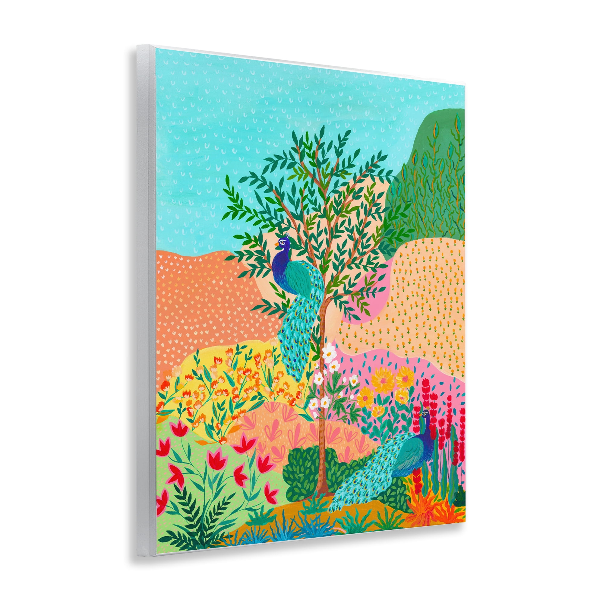Stupell Industries Peacocks in Dotted Meadow Wall Plaque Art, design by Nabeela Rumi