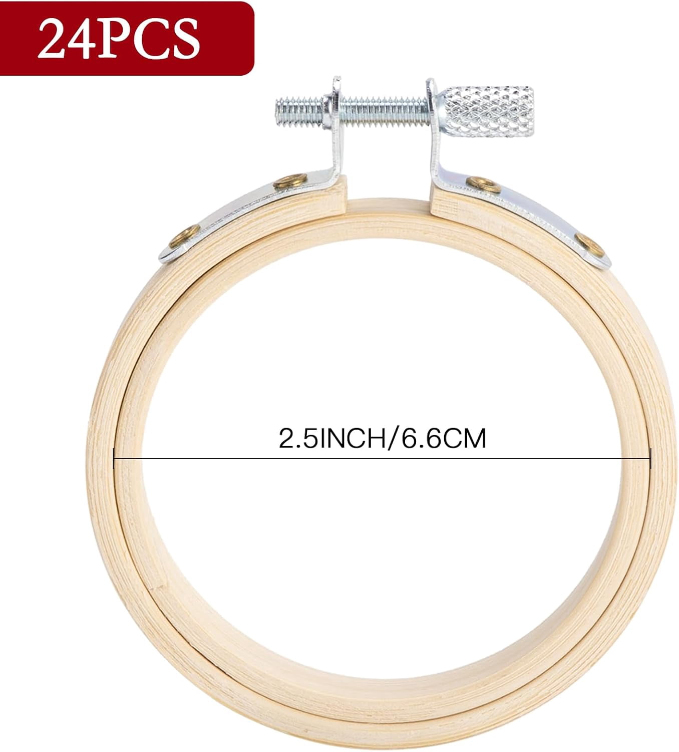 24 Pieces 2.5 Inch Embroidery Hoops Bulk Small Cross Stitch Hoop Bamboo Circle Mini Embroidery Hoops for Christmas Ornaments, Art Craft Home Decoration