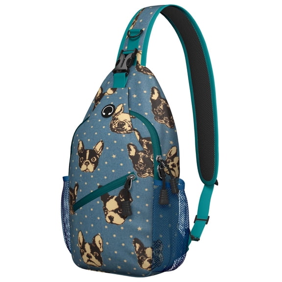 Dogs and Hearts Pattern Sling Backpack for Pet Lovers, Cute Puppy Print Crossbody Bag with Paw and Heart Design, Travel Daypack