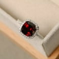 thumbnail image 2 of 2Ct Cushion Cut Lab Created Red Garnet Halo Engagement Anniversary Ring 14K White Gold Plated Silver, 2 of 4