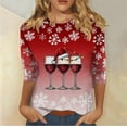 thumbnail image 2 of Aloohaidyvio Christmas Womens 3/4 Sleeve Merry T-Shirts Casual Merry and Bright Graphic Tee Tree Tops, 2 of 6