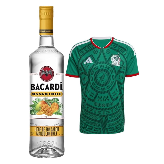 Licor de Ron Bacardi Mango Chile 750 ml + Jersey Verde Hombre Manga Larga L