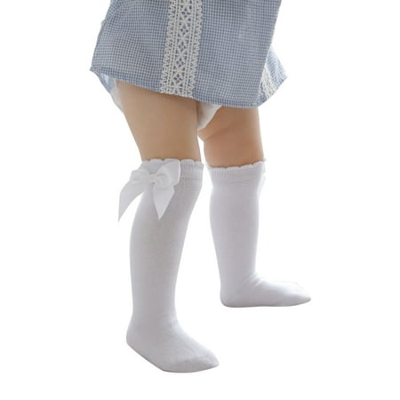 

Dewadbow Infant Baby Girls Bowknot Stockings Leggings Warmer Knee High Socks