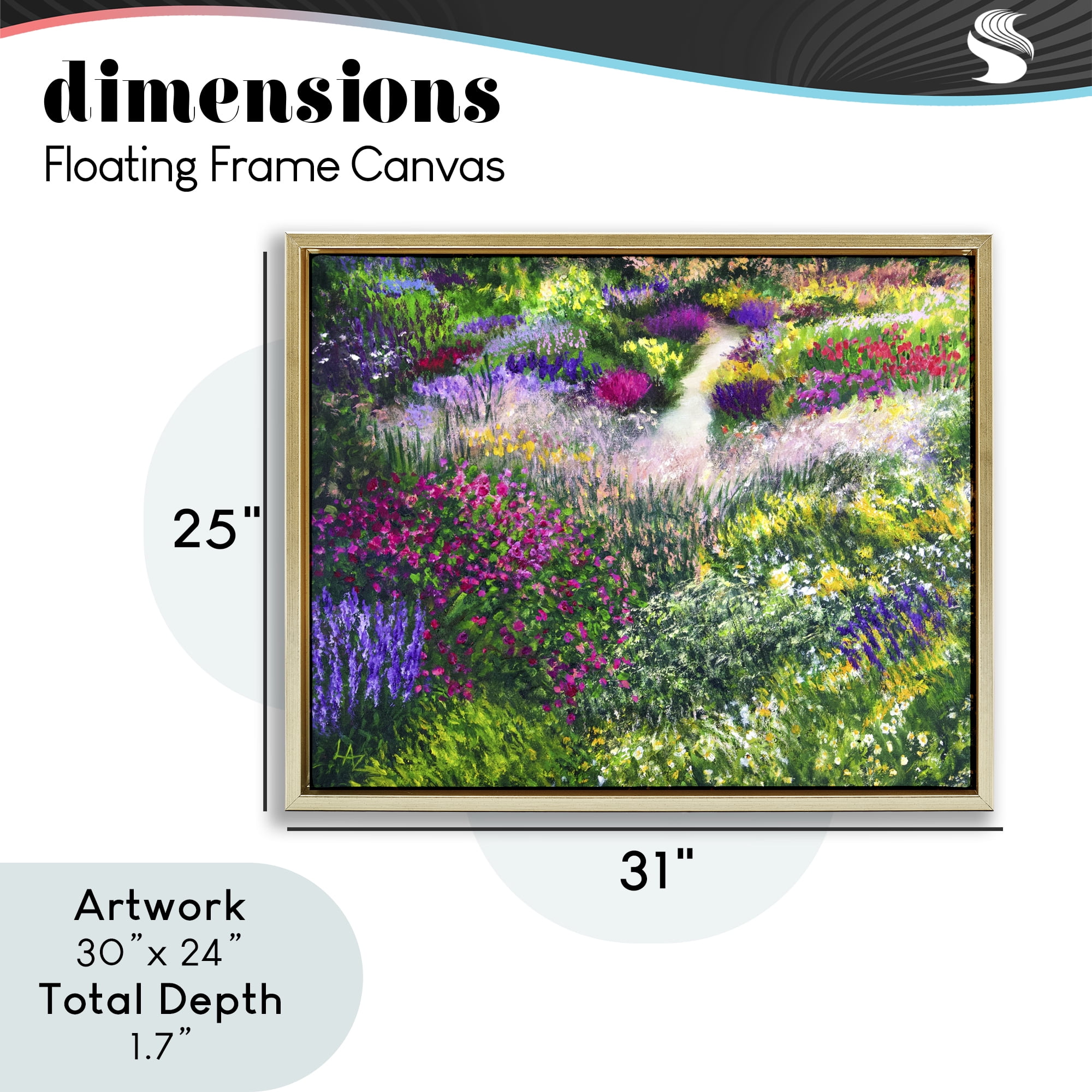 Stupell Industries Breath Of Spring Meadow Gold Framed Floater Canvas Wall Art, design by Lee Ann Zirbes