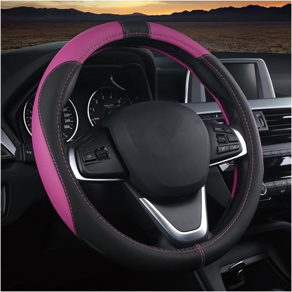 15in Car Steering Wheel Cover, Universal Soft Leather Protector with Non-Slip Inner Grip, Sweat-Absorbent & Comfortable Cover for Trucks SUV Sedan, Automotive Interior Accessories