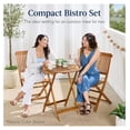 thumbnail image 6 of 3-Piece Wood Bistro Set, Folding Patio Furniture for Backyard, Balcony, Deck w/ 2 Chairs, Round Coffee Table, Teak Finish - Cream, 6 of 8
