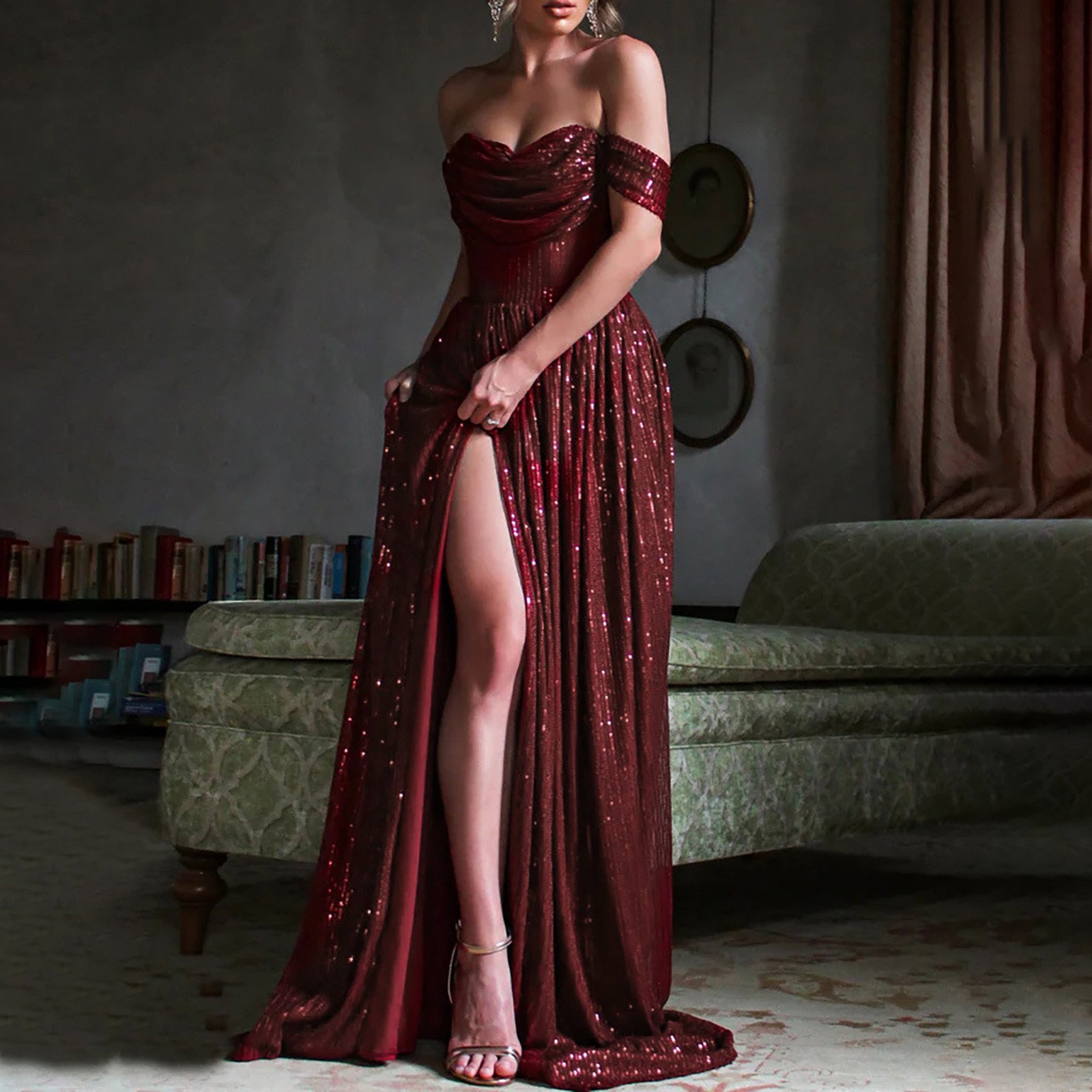 Fall Dresses for Women 2022 Casual Sexy Dresses for Women Women Solid Camis  Sequins Sexy Swing Evening Dress Sleeveless Off-The-Shoulder Dress Sweater  Dresses for Women 2022 Red S - Walmart.com