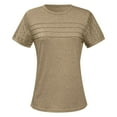 thumbnail image 4 of Razzly Women's T-Shirts Casual Short Sleeve V Neck Lace Trim Blouse Summer Fashion Tops Soft Comfortable Breathable Loose Fit Tee Shirt(Khaki,M), 4 of 5