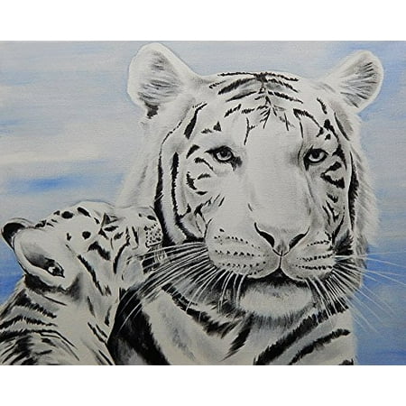 Cute Art Poster Print Tiger Cub Love by Ed Capeau 16x12 Art Print Poster Garden Wildlife Tigers Cute Baby Animals White Tigers POD ()