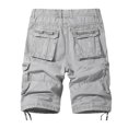thumbnail image 3 of HCNTES Mens Shorts Cargo Elastic Waist Bermuda Shorts Summer Casual Loose Fit Multi Pockets Outdoor Jogger Short Cargos(White,S), 3 of 4