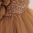 thumbnail image 6 of IDOPIP Toddler Flower Girl Dress Wedding Pageant Sparkle Sequin 3D Flowers Dress Asymmetric Shoulder Birthday Formal Tutu Dresses Party Gown 2-3 Years Coffee, 6 of 9