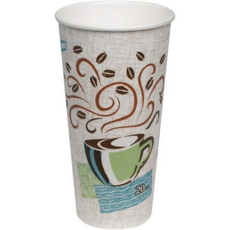 Dixie PerfecTouch Insulated Paper Hot Coffee Cups by GP Pro 20 fl oz - 500 / Carton - White, Green, Brown - Paper - Hot Drink