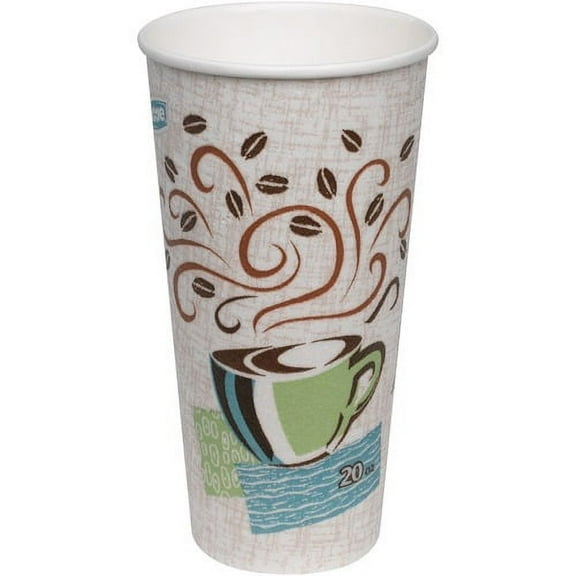 Dixie PerfecTouch Insulated Paper Hot Coffee Cups by GP Pro 20 fl oz - 500 / Carton - White, Green, Brown - Paper - Hot Drink