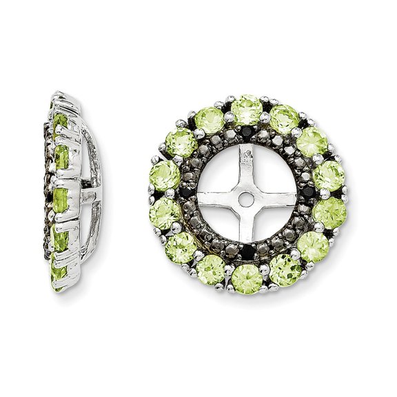 Sterling Silver Rhodium Peridot & Black Sapphire Earring Jacket QJ130AUG
