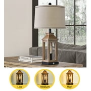 Oneach 3 Way Dimmable Table Lamp with USB A+C Ports for Bedroom Living Room 23.75 Vintage Farmhouse Nightstand Bedside Lamps Resin (2 Bulbs Included)