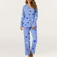 thumbnail image 4 of Hueook 2 Piece Sets for Women's Valentine's Day Printed Pajama Set for Daily Home Wear with Pocket Blue 2X, 4 of 7