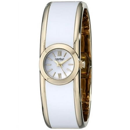 Caravelle 44L144 Womens New York White Dial Gold Steel Bracelet Quartz Watch