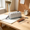 thumbnail image 5 of ZhangC Cream Polka Dot Pencil Case, Large Capacity Soft Quilted Storage Pouch, Multi-purpose Stationery Makeup Bag for Office, Home and Travel (2.7x8.2x4.3 Inch), 5 of 6
