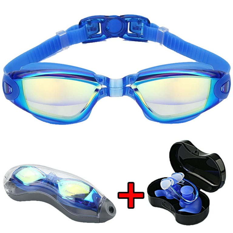 Elbourn Swim Goggles with Swimming Nose Clip Ear Plug, 2 Pack
